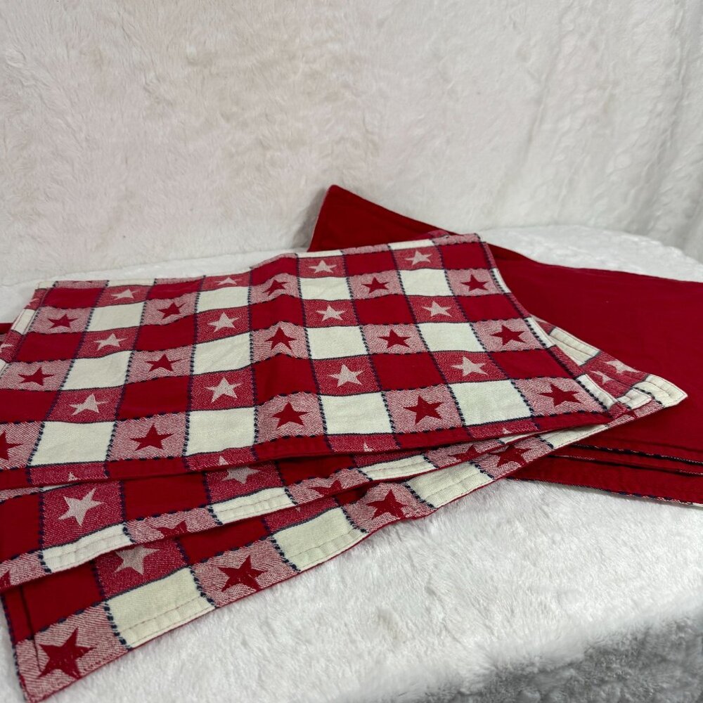 Red & White Checkered Country Star Placemats Set Of 6 - Picture 3 of 5